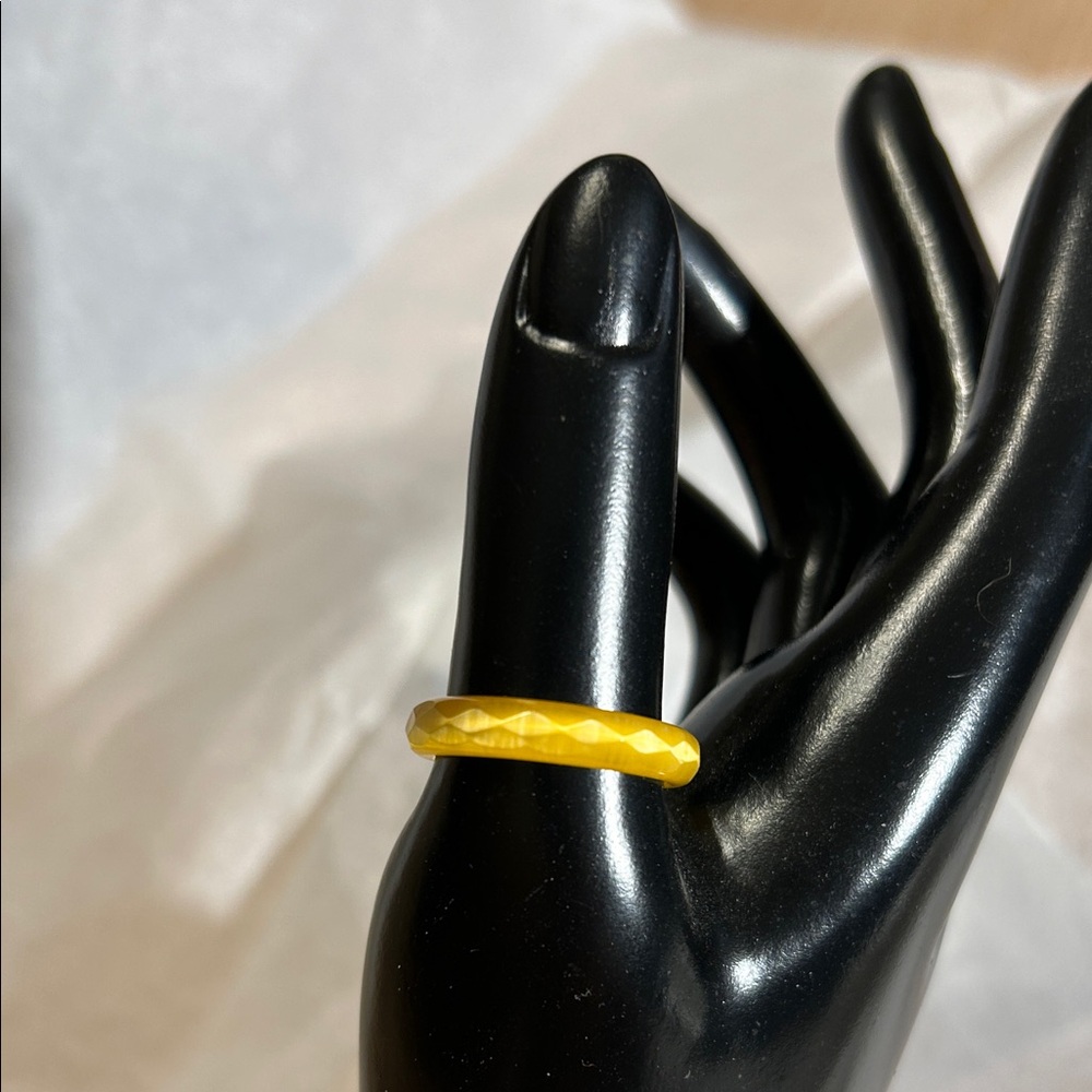 Gold Color  Faceted Women's Porcelain Glass Ring   Size 8